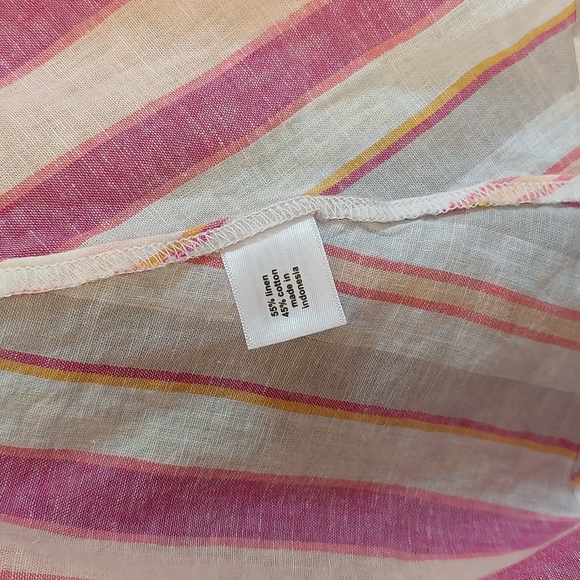 Linen Dock Stripe V Neck Top Pink Orange Lane Bryant Blouse NWT 22 24 3X - Picture 7 of 7